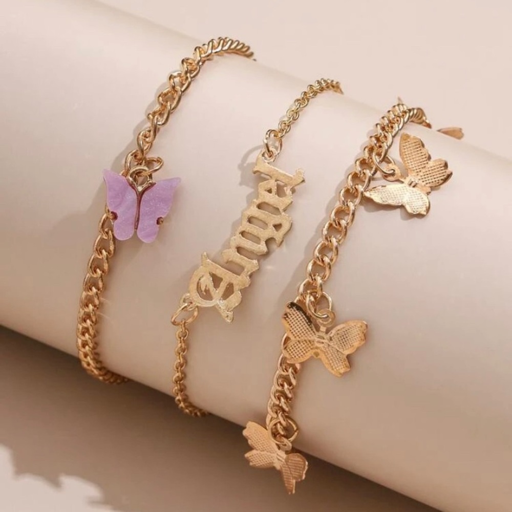3pcs Butterfly and Angel chain Anklets/Bracelets